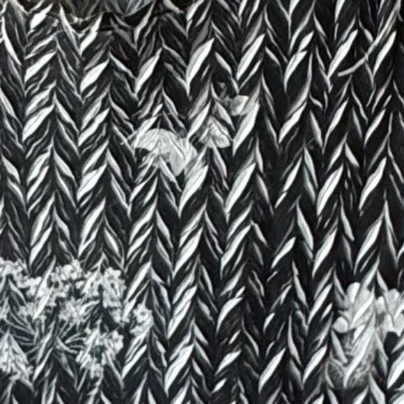 Komarov Midnight Vine Black Print Chiffon Whiskered Floral Midi Dress Sz XS - Picture 7 of 7